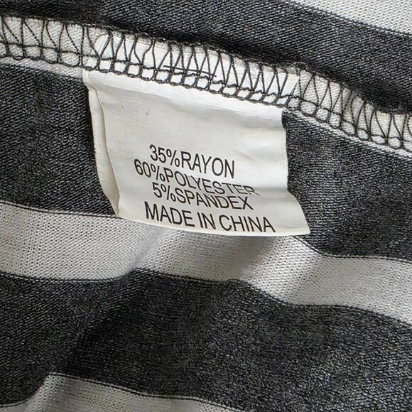 Tickled Teal Gray & White Striped Midi Dress M - Picture 9 of 10